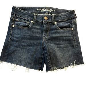 American Eagle Outfitters Blue Super Stretch Jean Shorts Classic Cut-Off Style